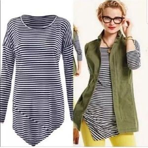 CAbi Long Sleeve Striped Asymmetrical Top Women’s‎ Size Small #5064 Classic